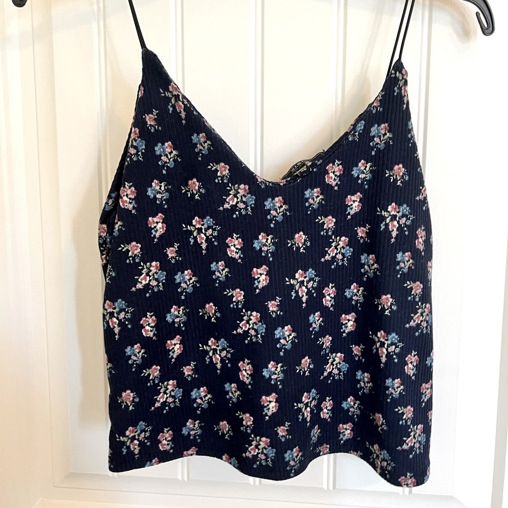 Navy floral tank top